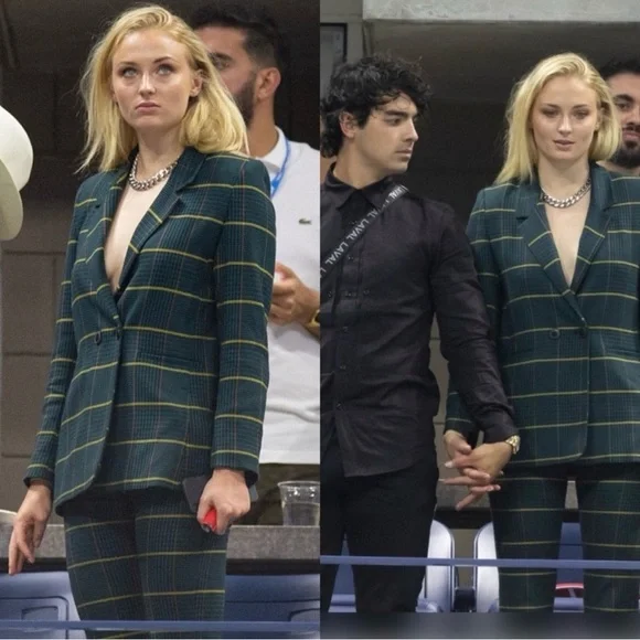 Anine Bing Madeline Blazer In Green Plaid Size Medium - Picture 2 of 10